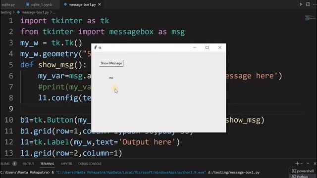 Tkinter Message box to show info & to take confirmation choice as input by showing options to user смотреть онлайн