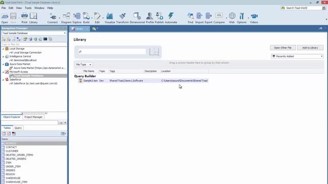 Introduction to the library tool in Toad Data Point смотреть онлайн