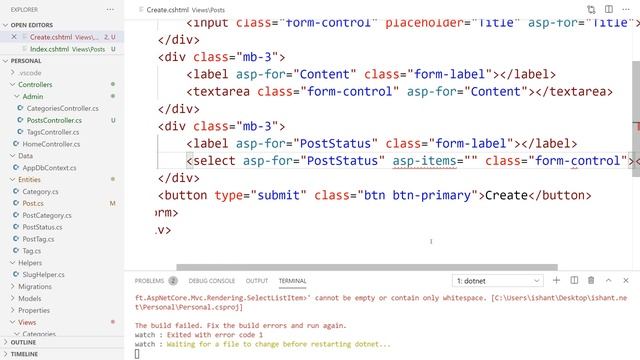 Personal Website - Part7 || Post Controller Basic in .NET 5 смотреть онлайн