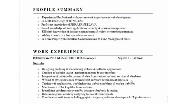 Web developer resume कैसे बनाए | Resume of web developer | Resume of back end developer | Resume | смотреть онлайн