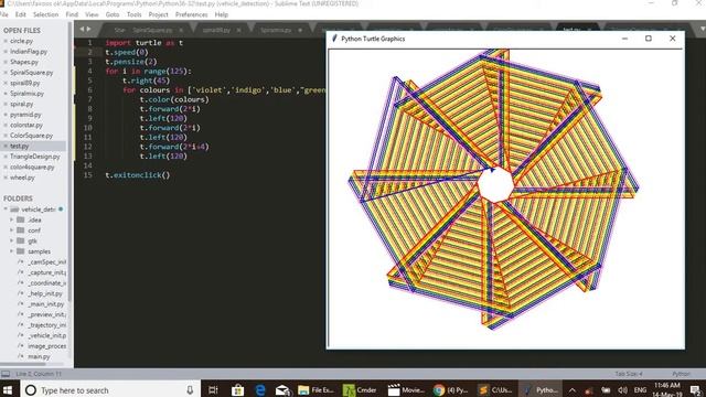 Python Turtle Graphics Rainbow Triangle Design 4 смотреть онлайн