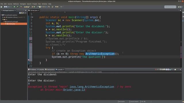 Throw exception object for exception handling - Basic Java Fast (44) смотреть онлайн