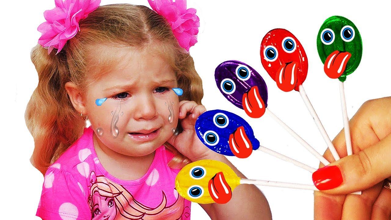 Bad baby with tantrum and crying for lollipops Little Babies learn colors with finger song video смотреть онлайн