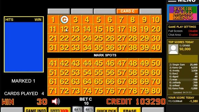 Four Card Keno: 5, 6. 7 Spot patterns. 2-12-21 смотреть онлайн