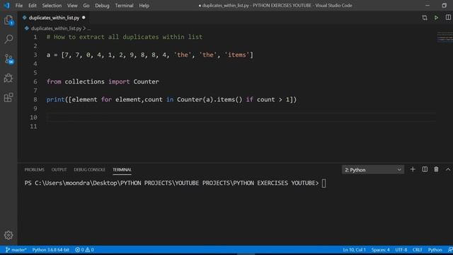 Python Exercises - Data Structures #3 (single list duplicates) смотреть онлайн