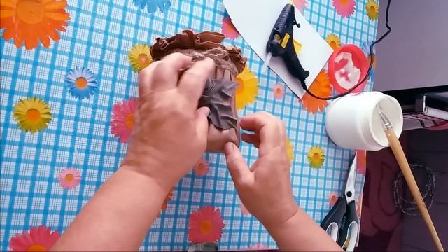 Vas pentru flori din material de blugi--Flower pot of jeans material смотреть онлайн