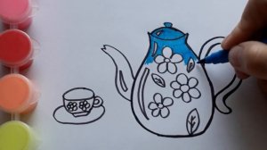 Легкие рисунки для детей. Рисуем чайный сервиз. Как научиться рисовать быстро и просто.