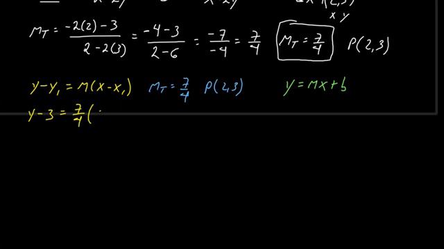 Ecuación de la recta tangente a una curva, ejercicio 2 ,tangente de x^2+xy-y^2=1, en el punto (2,3) смотреть онлайн