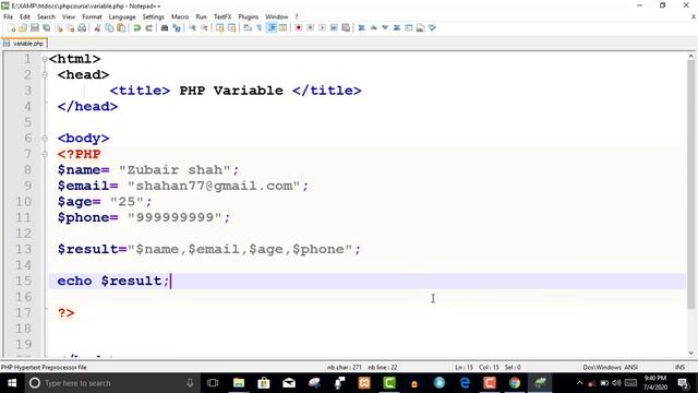 Variable in PHP | PHP Tutorial For Beginner in Urdu смотреть онлайн