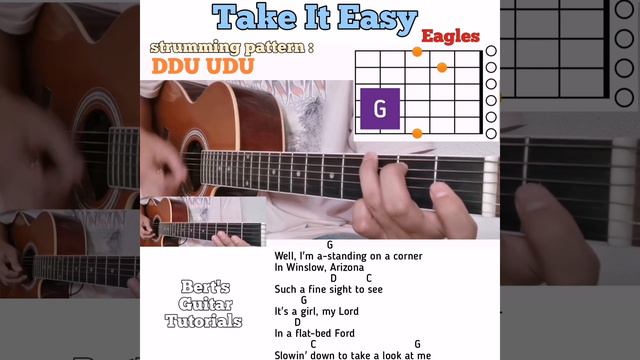 Take It Easy - Eagles guitar chords w/ lyrics & strumming tutorial смотреть онлайн