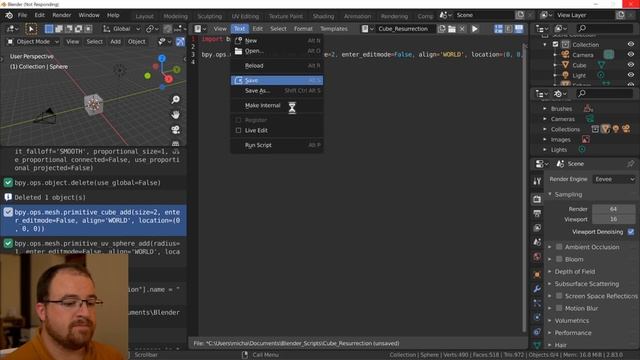 Resurrecting The Default Cube With Code! - Basic Python Coding - Blender Python Scripting смотреть онлайн