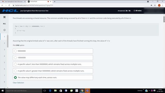 HCL | HACKER RANK | JAVA-SPRING BOOT-MICROSERVICES-TEST | REAL-TIME | 2021 PART - 4 смотреть онлайн