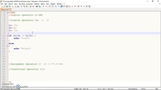 Logical Operators in PHP смотреть онлайн