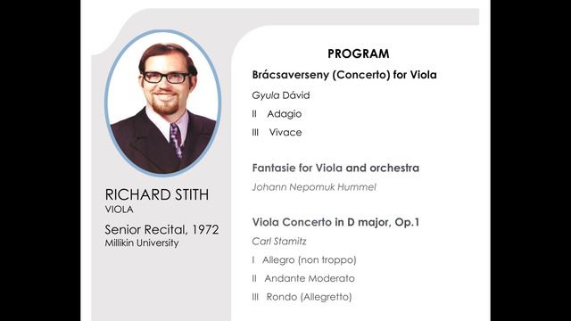 Gyula David Viola Concerto, Richard Stith Senior Recital, 1972, смотреть онлайн