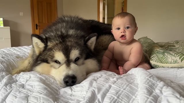 Giant Husky Adopts Adorable Baby Boy As His Own! (Cutest Ever!!) смотреть онлайн