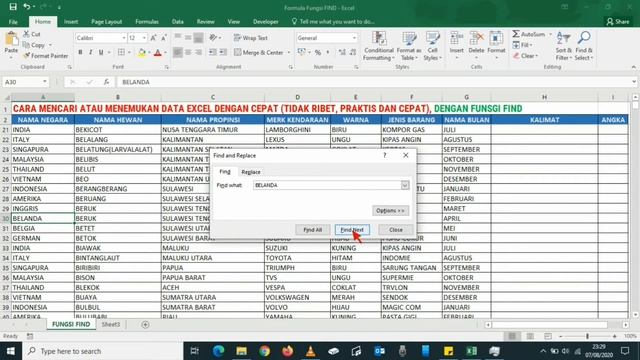 Fungsi find pada excel - Mencari dan menemukan data dengan cepat - Formula find in excel смотреть онлайн