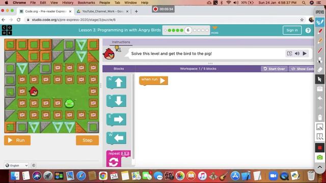 Lesson 3.Programming in with Angry Birds| Pre-reader Express (2021) | Coding For Kids смотреть онлайн