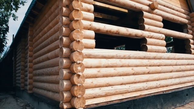 Двухэтажная баня из оцилиндрованного бревна! Индивидуальный проект. смотреть онлайн