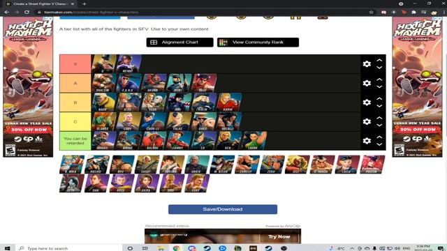 Street Fighter V - Ultimate Difficulty Tier List for Beginners смотреть онлайн