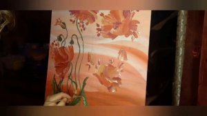 Интерьерная картина абстракция "Маки"и поталь интерьерная картина абстракция