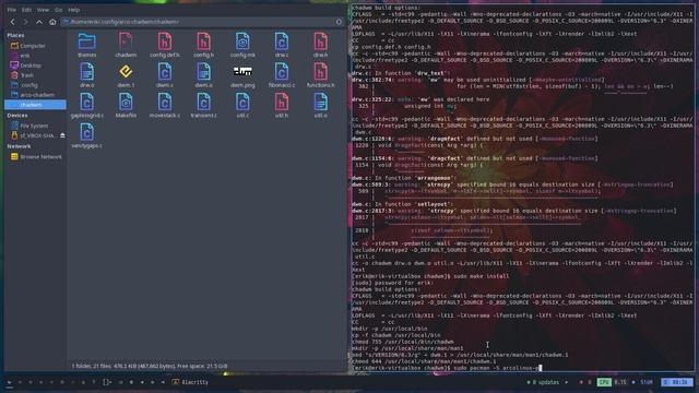 ArcoLinux : 3115 Chadwm - arcolinux-chadwm-pacman-hook in action -put the bar at the bottom смотреть онлайн
