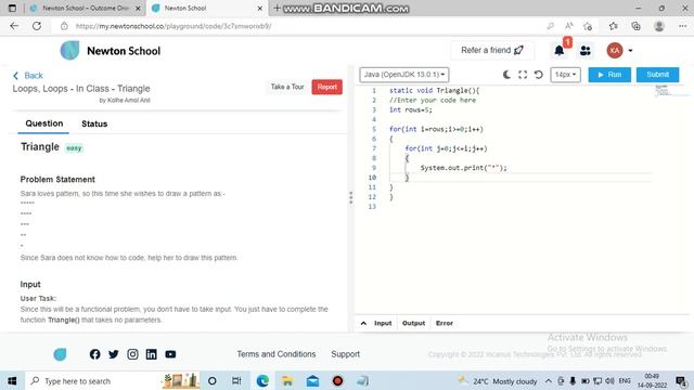 Pattern Printing | Triangle | Triangle Pattern in Java | Newton School Assignment смотреть онлайн