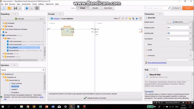 7. Basic RapidMiner : Neural with cross validation смотреть онлайн
