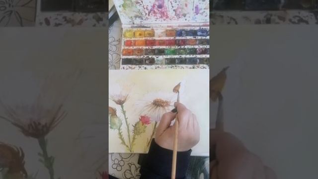 Пишем чертополох акварелью смотреть онлайн