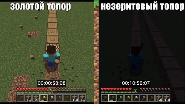 golden axe vs netherite axe in minecraft / золотой топор vs незеритовый топор в майнкрафт смотреть онлайн