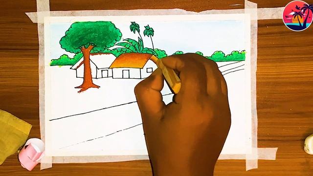 How to draw scenery of rainy season/landscape drawing step by step |draw Village Scenery Rainy Day смотреть онлайн