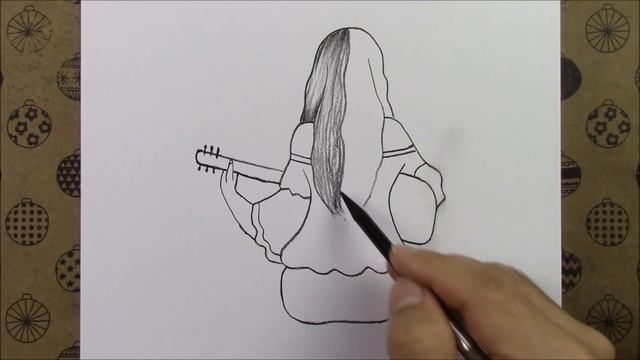 Gitar Çalan Kız Çizimi, Adım Adım Kolay Arkası Dönük Oturan Kız Resmi Nasıl Çizilir