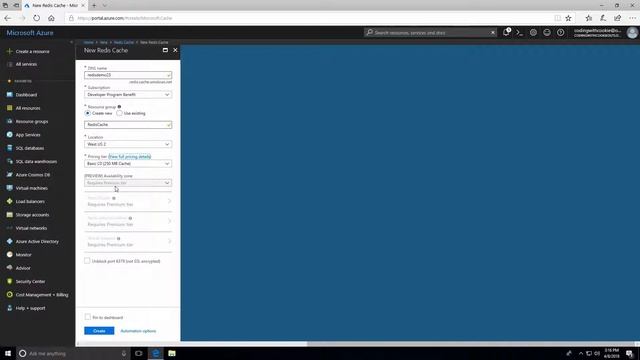 Create Azure Redis Cache смотреть онлайн