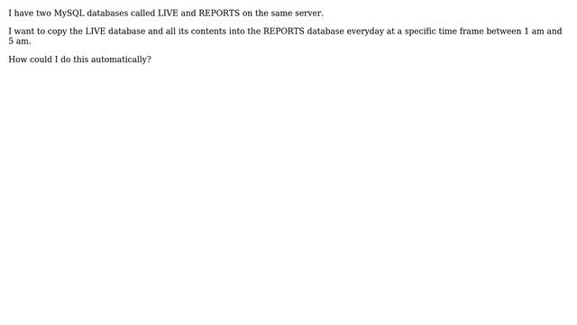 How can I make an automatic copy of a MySQL database to another MySQL database on the same server? смотреть онлайн