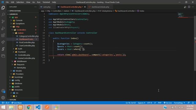 Laravel 8 Blog - 25: Count data from database in Laravel 8 | How to make statistics in Laravel 8 смотреть онлайн