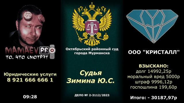 MAMAEV PROТИВ КРИСТАЛЛ / РЕШЕНИЕ СУДА / ПОБЕДА / Ч.3 смотреть онлайн