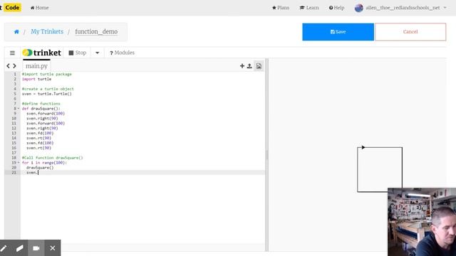 Function in Python (turtle example) смотреть онлайн