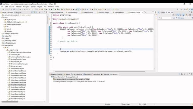 16. Java Stream - Using count, sum and toArray functions. смотреть онлайн
