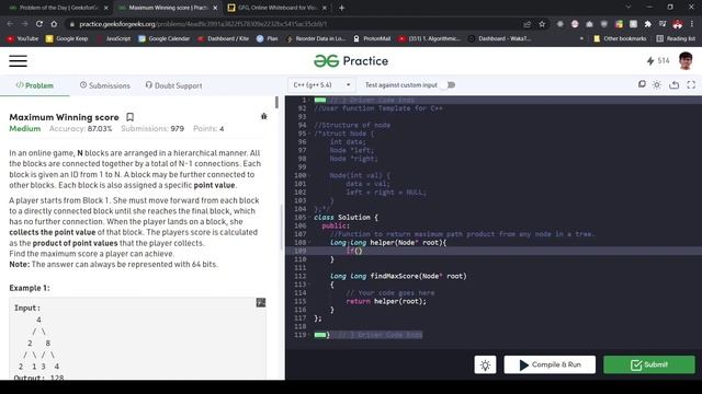 GFG | POTD | Maximum Winning Score | 05-03-22 смотреть онлайн