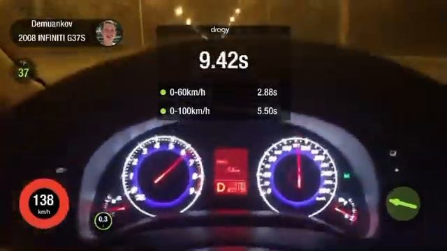 Разгон Infiniti G37 Coupe Dragy Acceleration - 355 hp Чип, Выхлоп смотреть онлайн