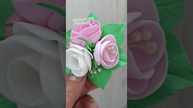 Заколки с цветами из фоамирана. смотреть онлайн