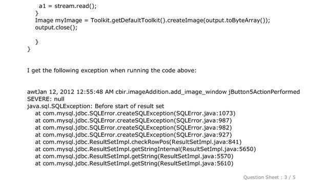 MySQL : java.sql.SQLException: Before start of result set смотреть онлайн