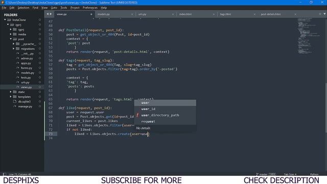 How to Create LIKE AND DISLIKE Function in Django - Instagram Clone using Django Function Based Vie смотреть онлайн