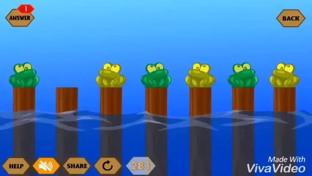RiverCrossing IQ Logic 7 Answer 6 Frogs and 7 Pillars | Puzzle game solution смотреть онлайн