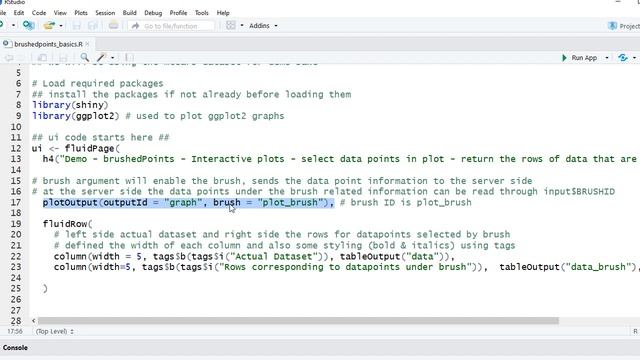 R Shiny Tutorial | brushedPoints | interactive plots | select data points on ggplot using brush(1) смотреть онлайн
