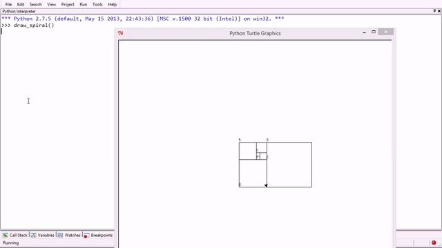 Python drawing a spiral based on a Fibonacci sequence смотреть онлайн