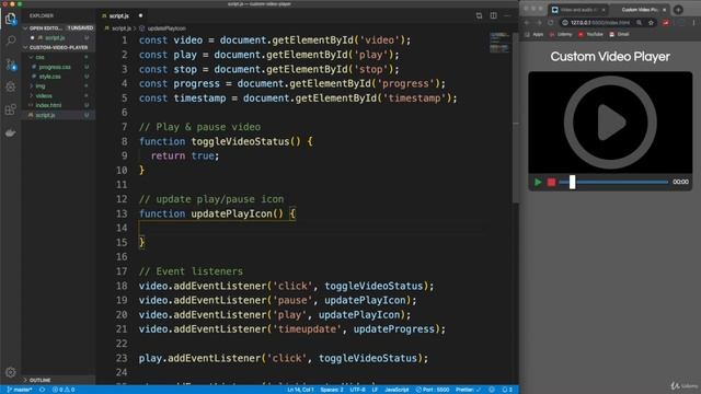 CUSTOM VIDEO PLAYER USING JAVA-SCRIPT EP:4 смотреть онлайн