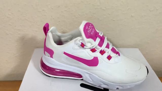 Nike Air Max 270 React White Fire Pink (W) CJ0619-100 смотреть онлайн