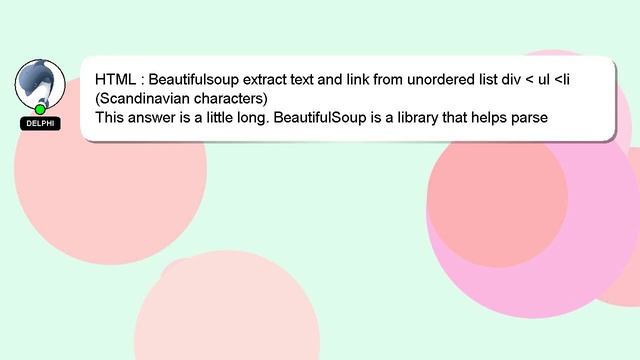 HTML : Beautifulsoup extract text and link from unordered list div ul li (Scandinavian character смотреть онлайн