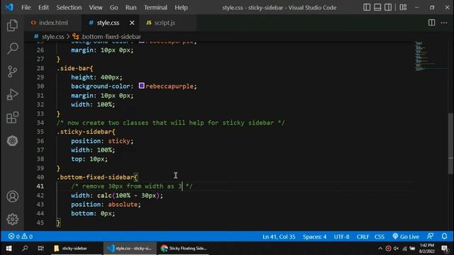 Create sticky floating sidebar in HTML, CSS and JS on scroll event смотреть онлайн