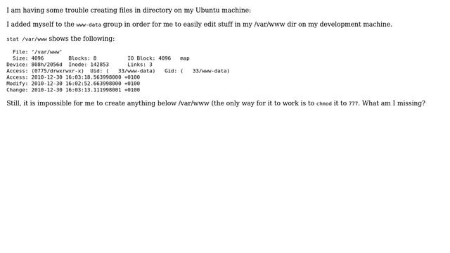 Writing directory: permission denied even though dir seems to be chmodded correctly смотреть онлайн